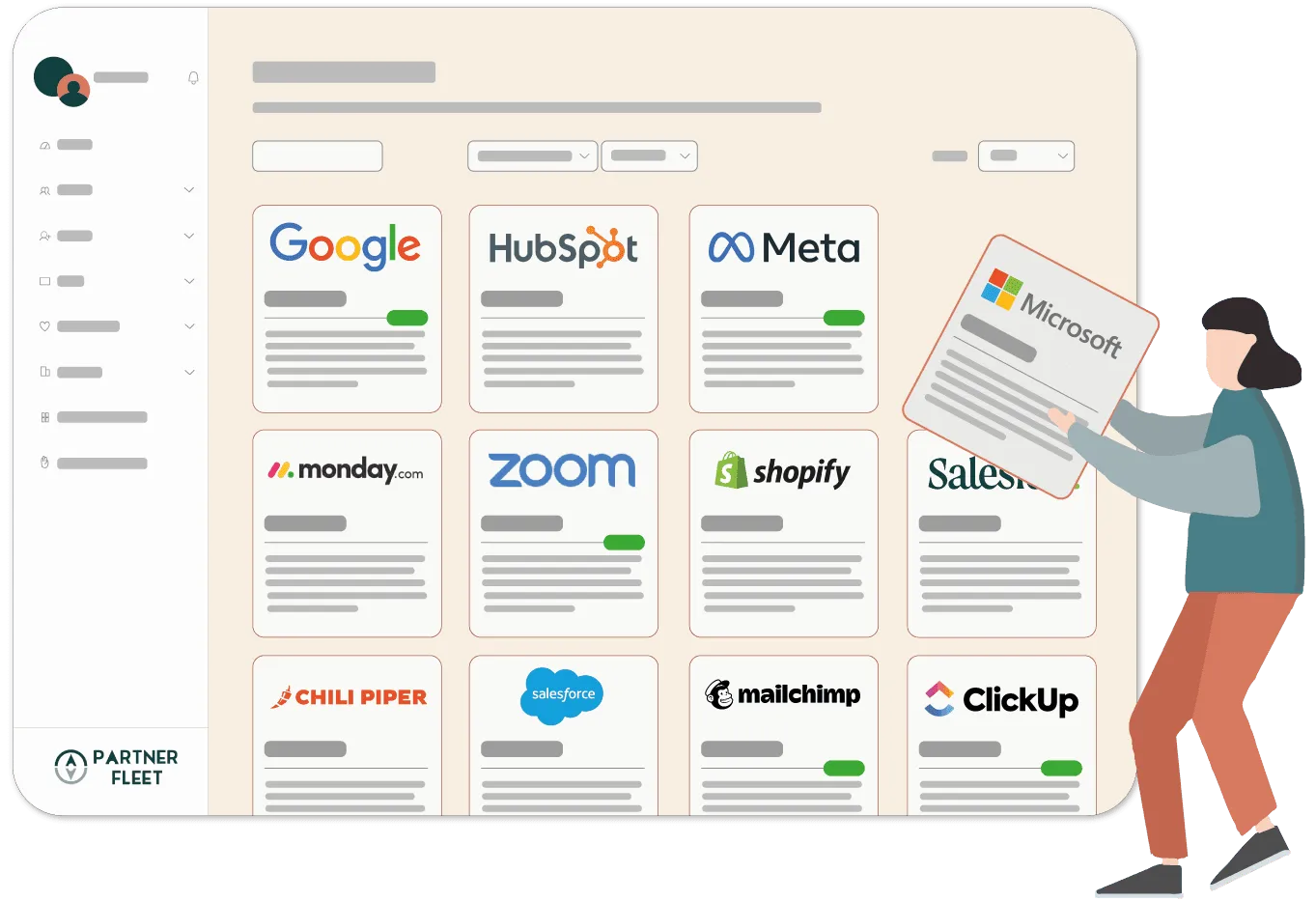 In-app integrations marketplace, built with Partner Fleet.