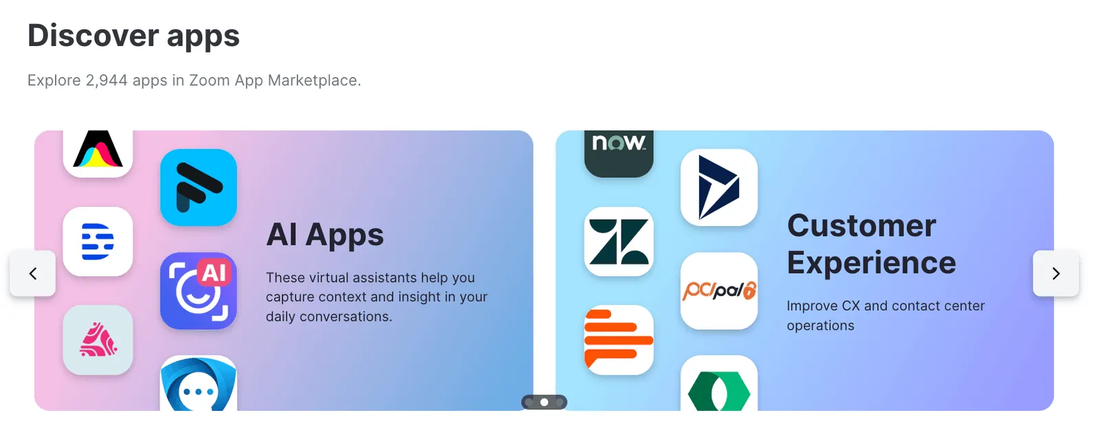 Discover app categories in Zoom.